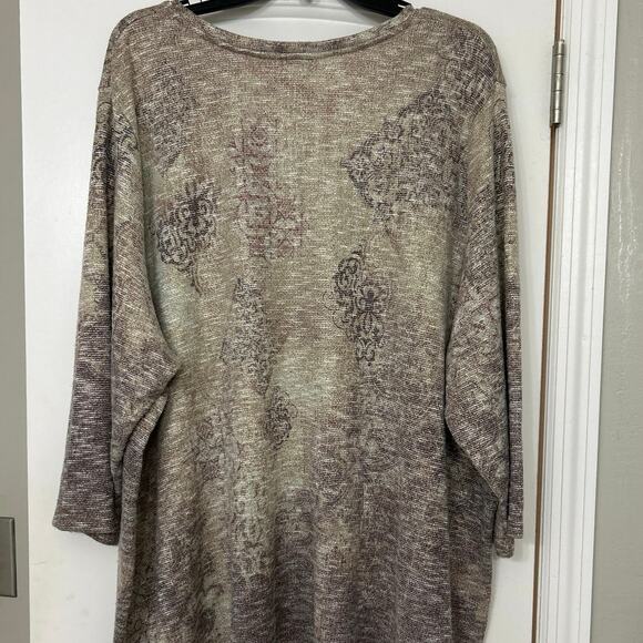 Catherine’s Metallic Shimmer Neutral V Neck Knit Tunic Top 5X - Picture 6 of 9